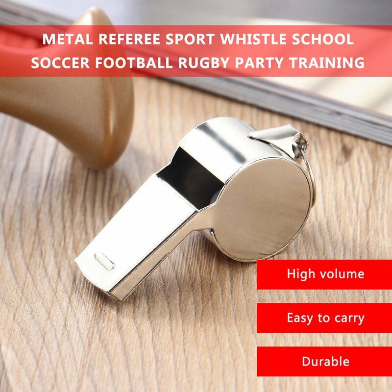 Sifflet d'arbitre en métal pour sports de plein air, rugby, fournitures d'entraînement, école, football, football, durable, léger, activité, 1 pièce