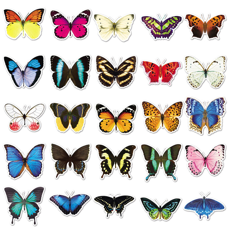 10/30/50/108pcs DIY Butterfly Cartoon Stickers for Window Guitar Motorcycle Suitcase Waterproof Decal Sticker Toys Decoration
