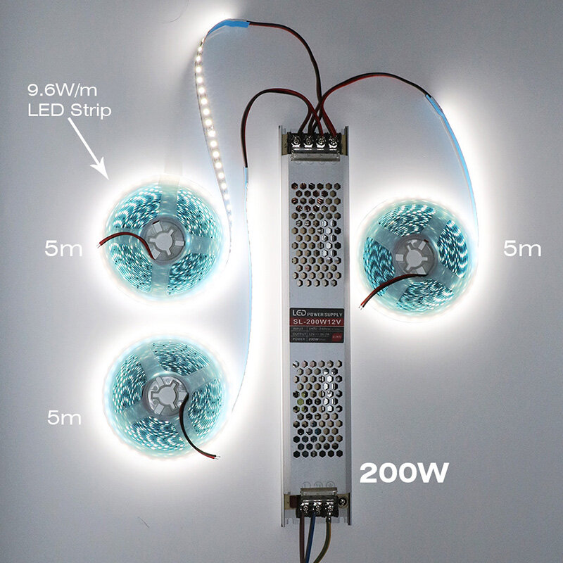 Alimentation à tension constante pour bandes LED, pilote ultra fin, transdispositifs d'éclairage, DC 12V, 24V, 60W, 100W, 150W, 200W, 300W, 400W