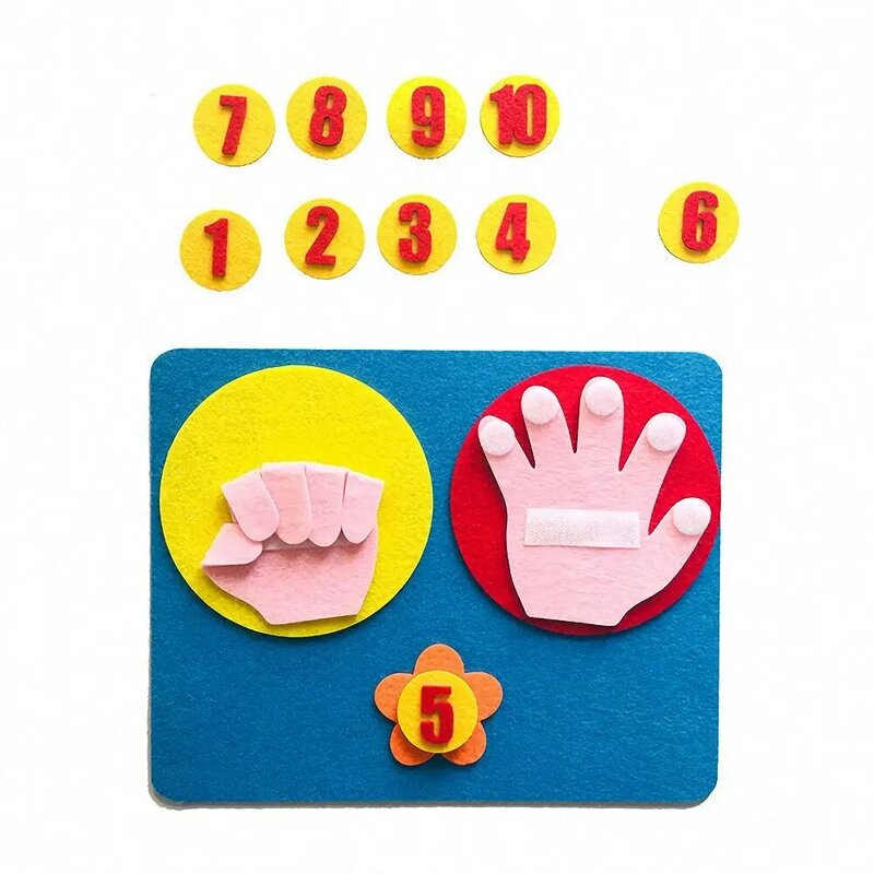 1 Set fatti a mano in feltro numeri di dita giocattolo matematico bambini in età prescolare conteggio giocattolo matematico sussidi didattici artigianato fai da te Montessori per bambini