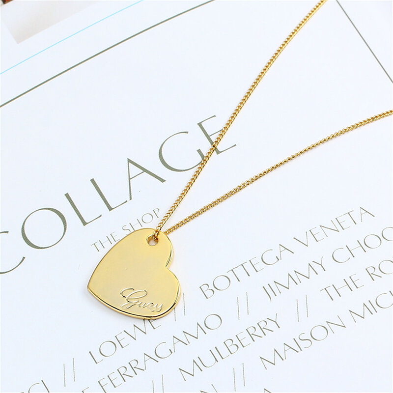 Tas emas 14K liontin cinta huruf Tag gantung Inggris liontin kecil buatan tangan DIY gelang kalung Aksesori bahan