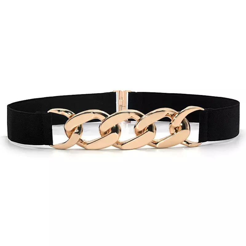 Fashion Elegant Elastic Wide Women Belt Gold Ring Buckle Decorative  woman belts for dress  designer belts women high quality