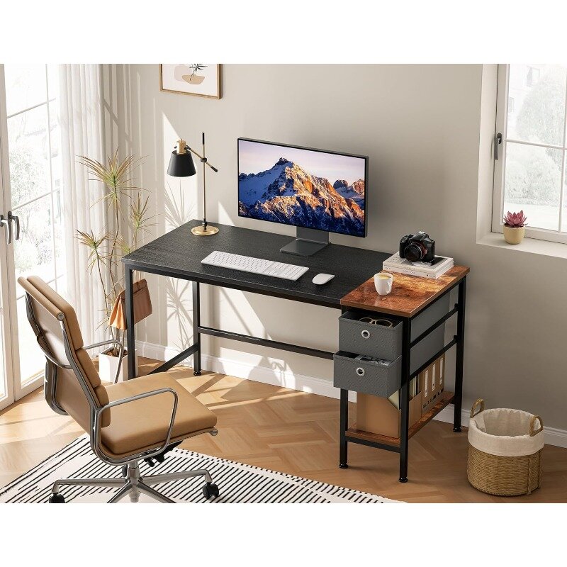 Office Computer Desk with Drawers Study Writing Table for Home with Storage Shelves, Desk & Workstations for Home Office Bedroom