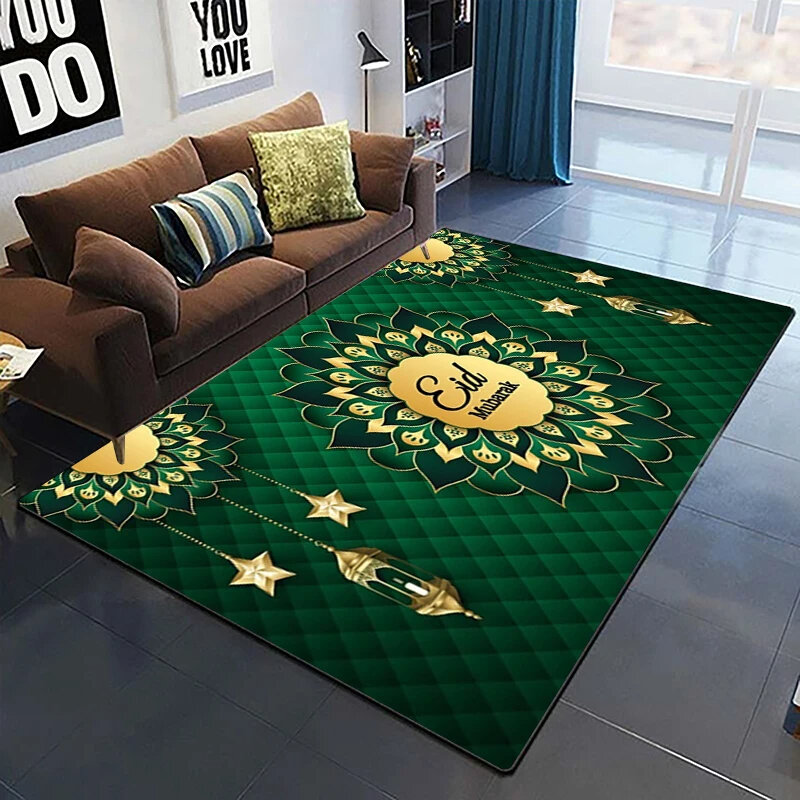 Alfombra de oración musulmana para decoración de dormitorio, Felpudo con estampado de luna y estrella, alfombra islámica de vacaciones, Festival de Ramadán, sala de estar, sofá
