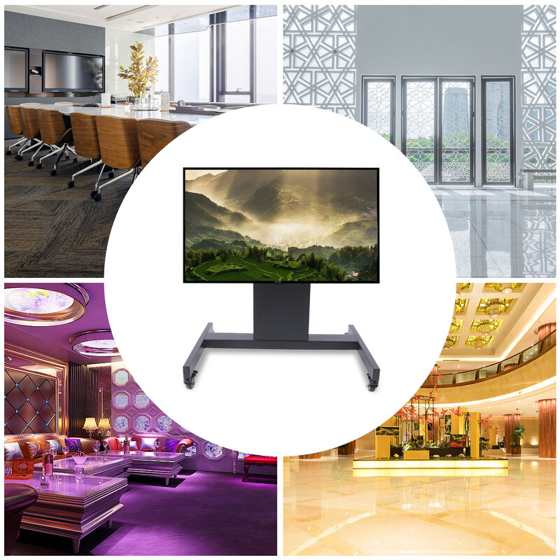 90°Adjustable Rolling TV Screen Stand with Wheels Mobile TV Cart Rack Chic Living Room Accessories Floor Confidence Monitor Cart