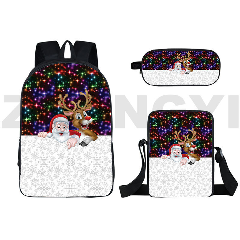 Cute Christmas 3D Backpacks Anime Harajuku High School Students Japanese Bag Santa Claus Gifts 16 Inch Travel Street Men Mochila