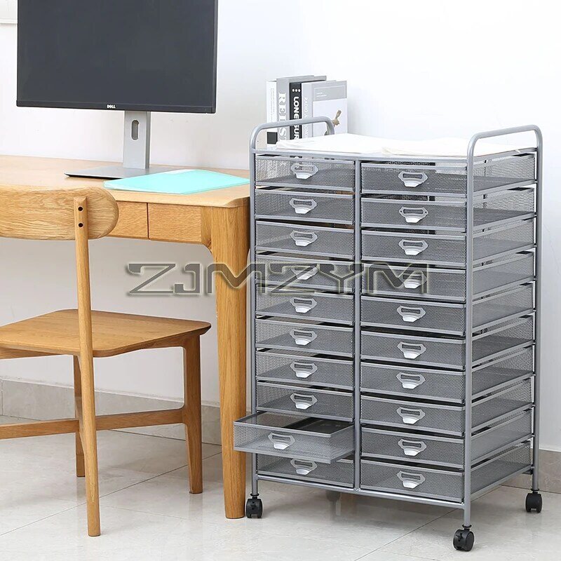 Metal Drawer File Cabinet Double-Row 10-Story Office File Rack , Office Jewelry Storage Box, Documents Sorting Box