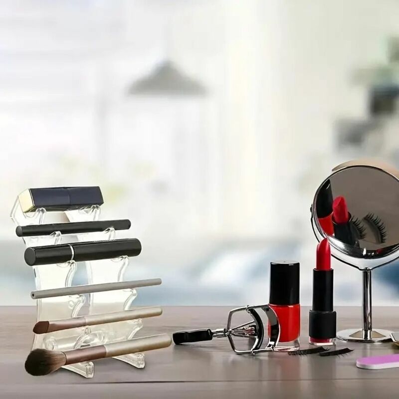 Kunststoff 6-Bit Kugelschreiber halter einfache transparente Augenbrauen Bleistift halter Raum dekor Leiter Regal Make-up Display stehen nach Hause