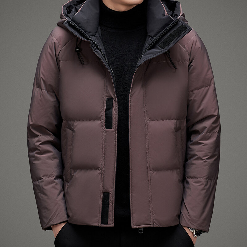 2024 inverno esplosivo moda uomo casual con cappuccio piumino caldo cappotto da uomo