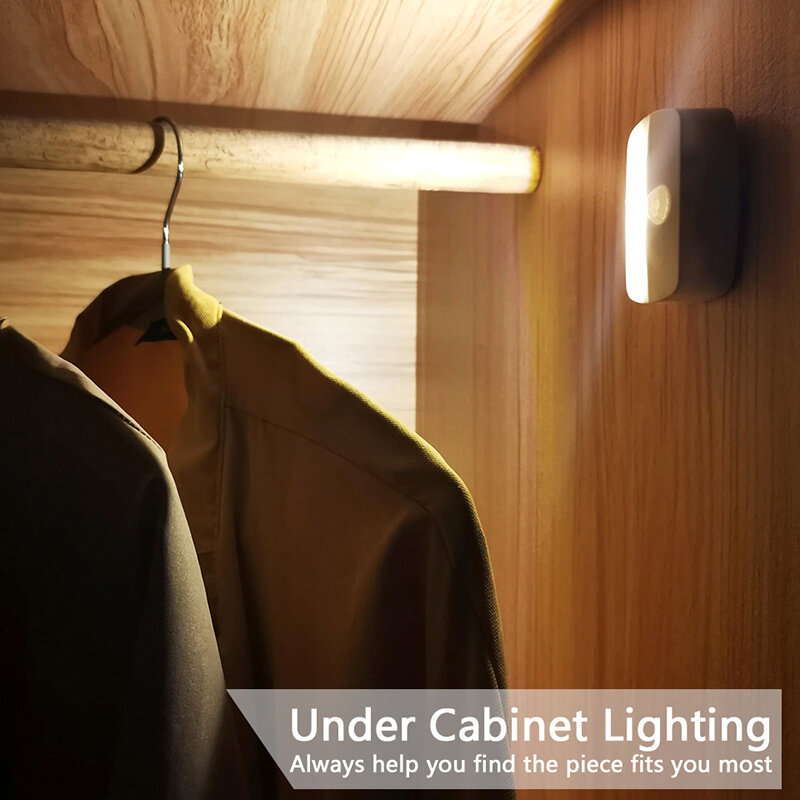 Aubess-MINI luces LED nocturnas, Sensor automático de movimiento PIR inalámbrico, múltiples escenas, pasillo, armario, escalera, lámparas de habitación, estantería de inodoro