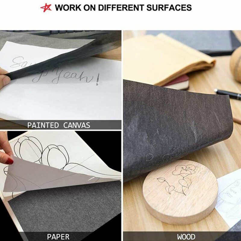 50 pçs a4 papel de carbono grafite legível preto único lado transferência traçando pintura reutilizável superfícies de arte papel de cópia para madeira