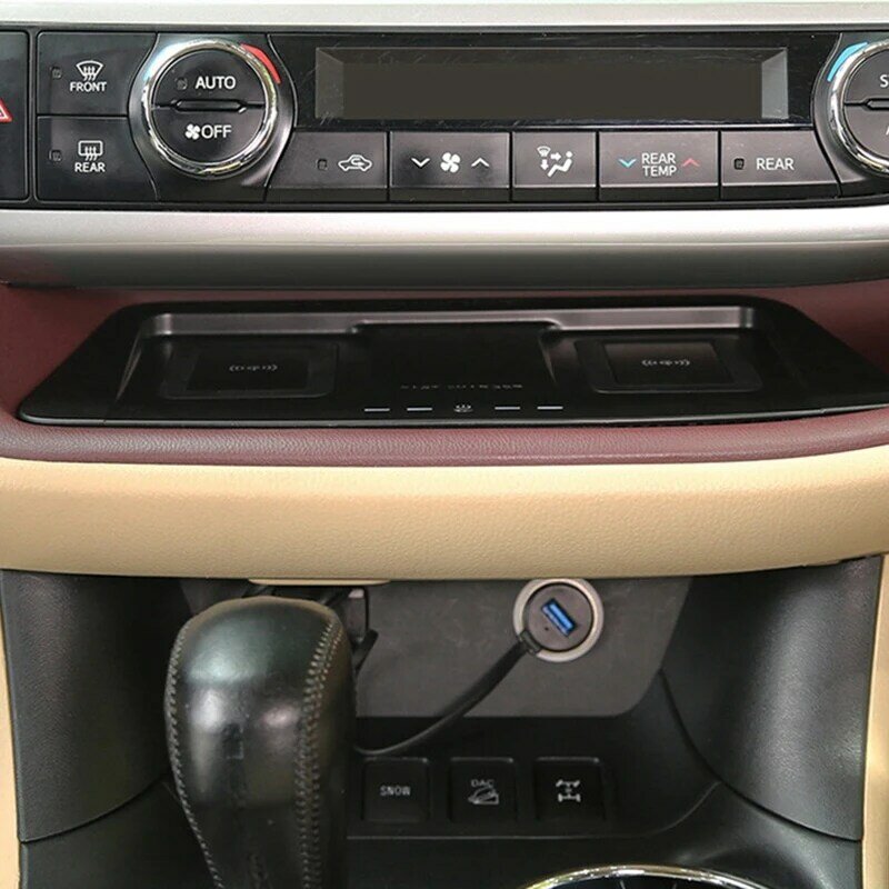 Cargador inalámbrico QI para coche, placa de carga de teléfono para Toyota Highlander 2015-2019