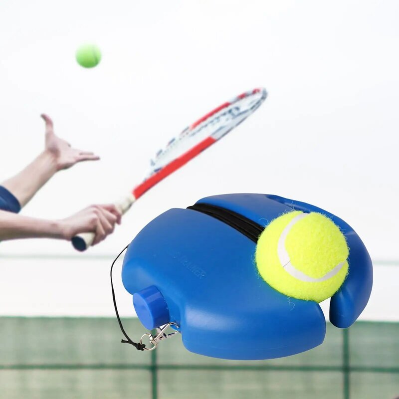 Pelatih tenis bola Rebound dengan tali pelatih tenis tunggal alat latihan tenis dasar untuk pemula alat latihan