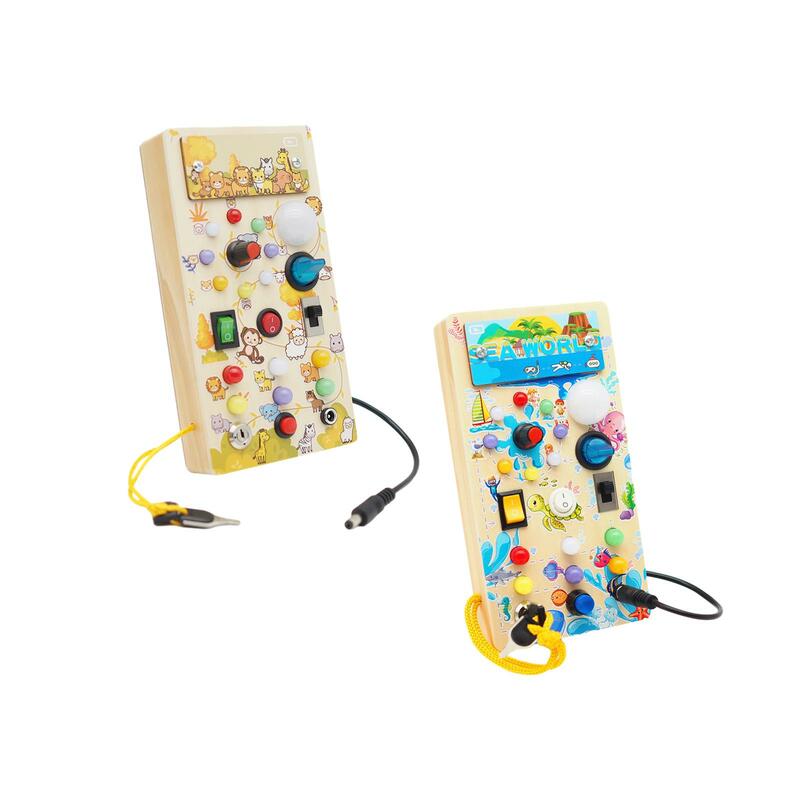 Montessori papan sibuk dengan lampu kayu mainan sensorik untuk balita 1-3 hadiah