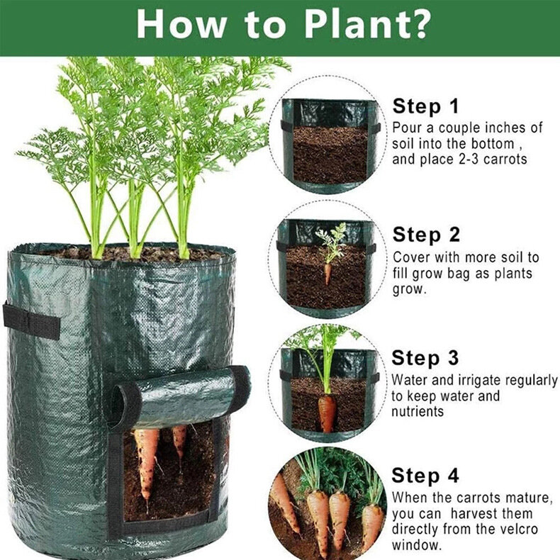 Saco crescente do plantador vegetal do PE, Batata crescer sacos, DIY tecido crescer pote, Vasos de jardim ao ar livre, Ferramentas de jardim, 1-12 galões