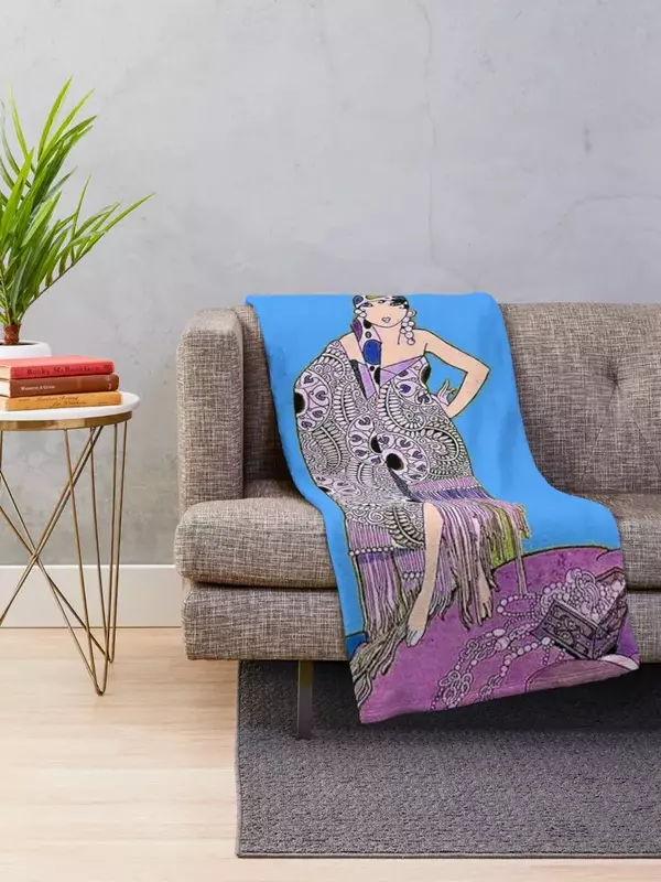TODOS MAGAZINE : Vintage 1927 Flapper Pirate Print Throw Blanket funny gift Large cosplay anime Blankets