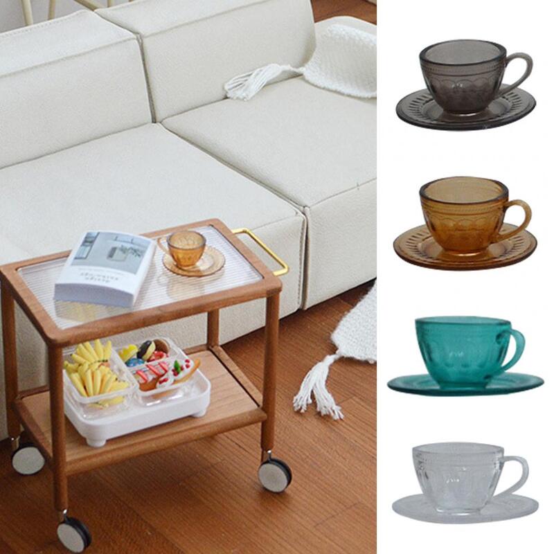 Taza de té de casa de muñecas realista, exquisito juego de platillo de taza de té en miniatura de casa de muñecas, mano de obra fina, accesorios para té, escala 1 y 6