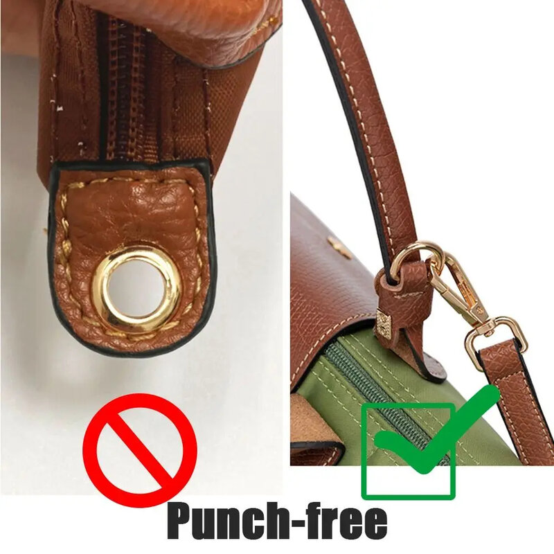 Genuine Leather Handbag Transformation Accessories for Longchamp Mini Bag Strap Punch-free Shoulder Strap Conversion Hang Buckle