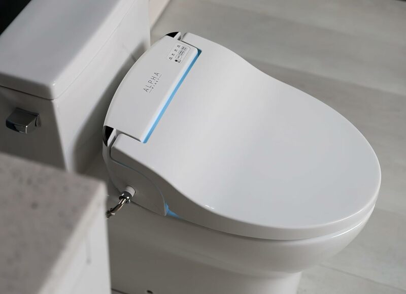 Alpha Bidet JX länglicher Bidet Toiletten sitz, weiß, endlos warmes Wasser, Heck-und Front wäsche, LED-Licht, leiser Betrieb, drahtlos