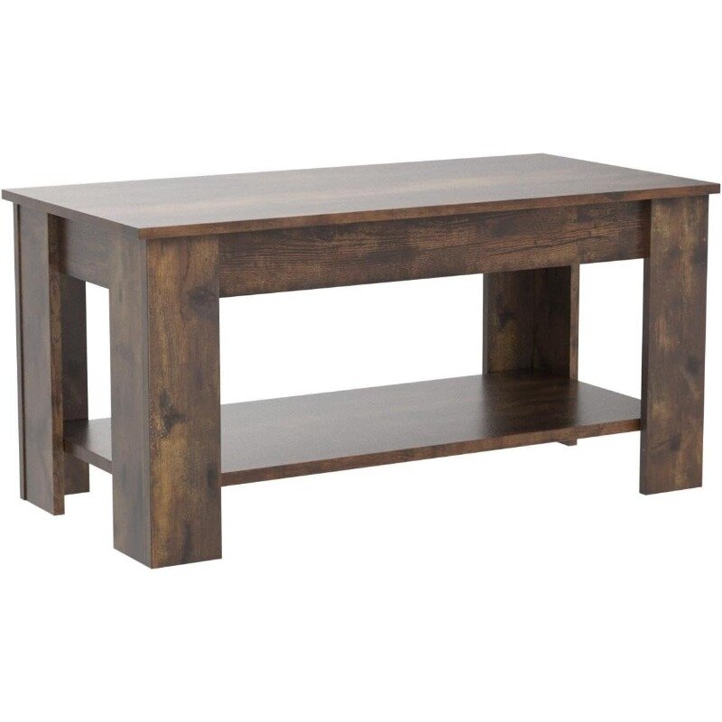 Подъемный журнальный столик со скрытым отсеком и полкой для хранения, деревянный подъемный столик для дома, гостиной, приемной, офиса
