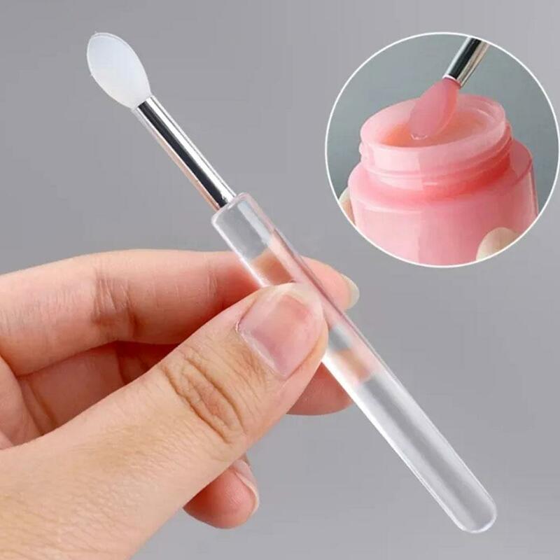 Portable Silicone Lip Brush With Cover Soft Multifunctional Lip Balm Applicator Lipstick Lipgloss Eyeshadow Makeup Brushes