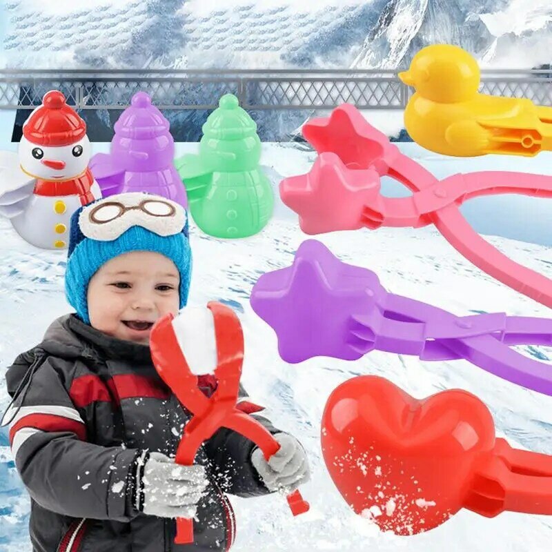 SnowballClip Children SnowballMaker Clip Heart Snowflake Duck Shape Clip Tongs Kids Winter Outdoor Snow Sand Mold SnowballsToy