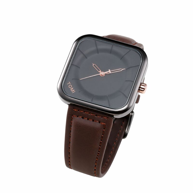Reloj cuadrado grande Retro Simple para mujer, correa de cuero de moda, reloj de pulsera impermeable para hombres