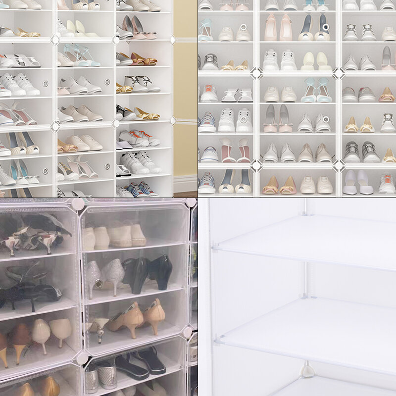 Kotak Sneakers plastik rak penyimpanan sepatu 4x12 rak Organizer lorong Boot kabinet