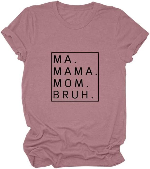 Koszule damskie Mama Mama Mama Bruh koszula śmieszna koszulka dla mamy koszulka letnia na co dzień topy z krótkim rękawem z półokrągłym dekoltem