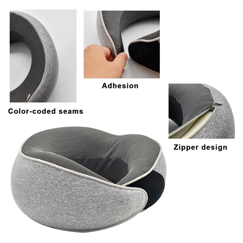 Cloth Lightweight And Portable Travel Pillow Made Memory Foam Soft And Comfortable Travel Friendly light grey