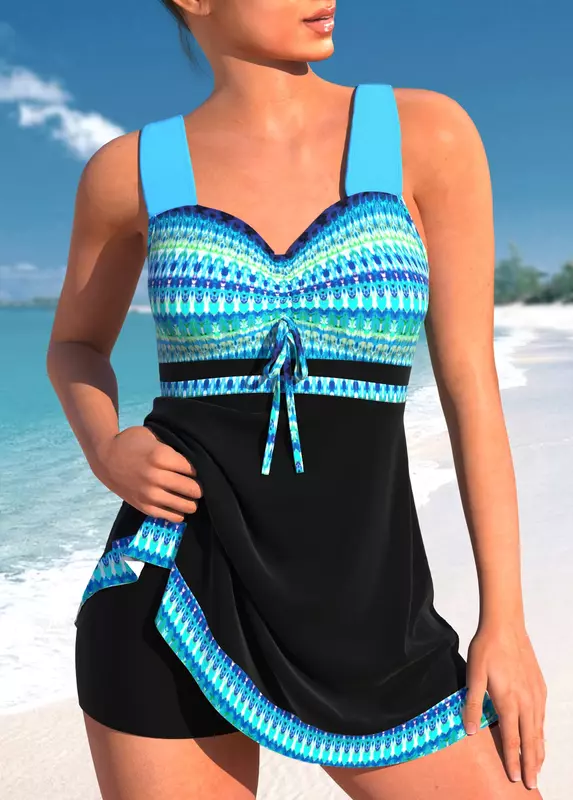 2023 pakaian renang pantai seksi wanita Tankini dua potong pakaian renang cetak Tankini pantai mode musim panas Set pakaian renang wanita