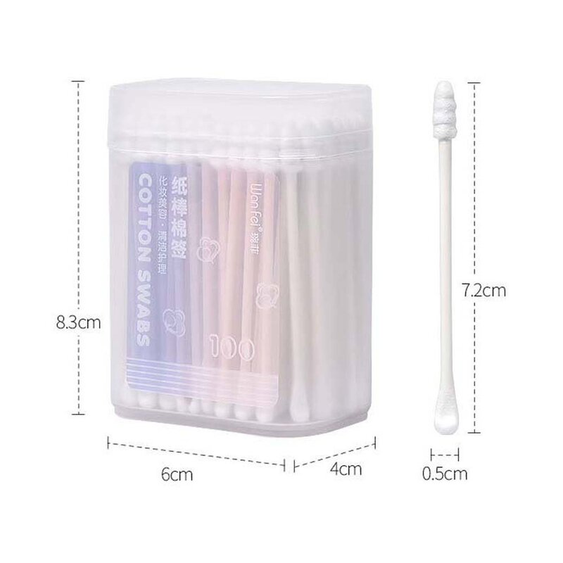 100Pcs/set Nose Lipstik Ear Cleaning Care Cotton Swabs Eyelash Glue Removing Ear Pick Cleaner Cotton Buds Tip Double Head