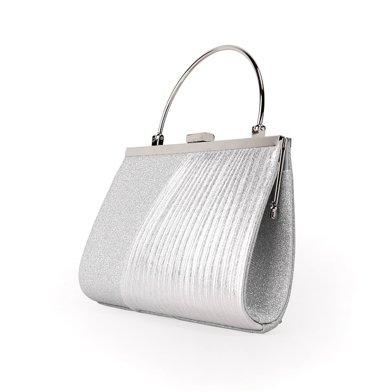 Women's Handbag Retro Frame Bag Luxury Shiny Clutch Bag Elegant Ruched Glitter Mini Square Hand Bag Evening Party Packet