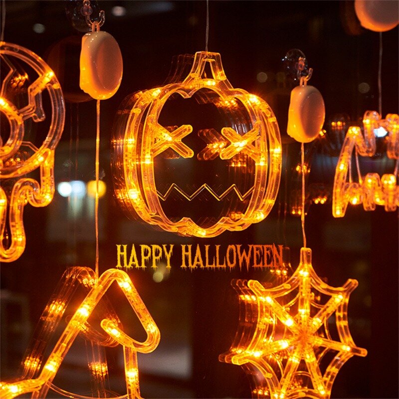 LED luar ruangan penghisap labu laba-laba kelelawar dekorasi Halloween untuk rumah kecil hantu horor lampu malam hadiah anak-anak dekorasi taman