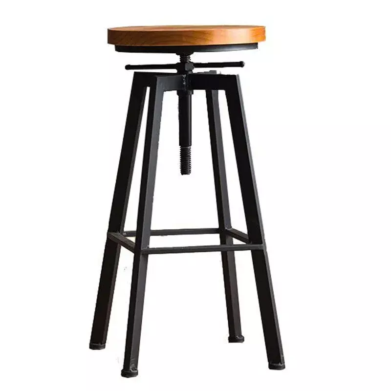 Bangku Bar putar Industrial, kursi Bar besi tempa, kursi Bar angkat rumah tangga, kursi tinggi kayu Solid, bangku Bar tinggi