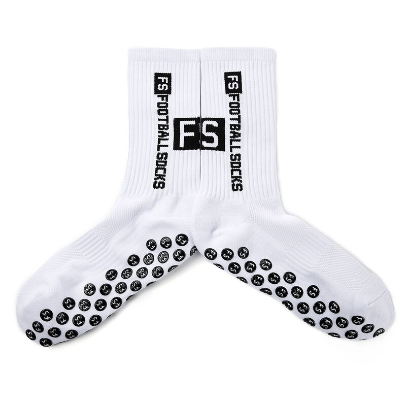 A pair of FS adhesive anti slip football socks for men's mid length socks