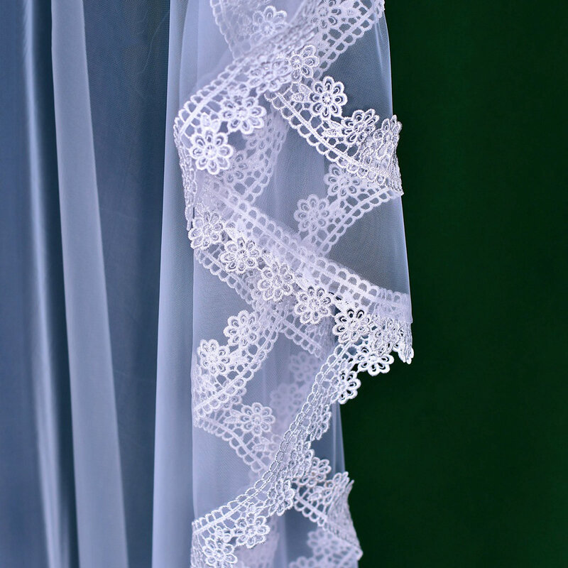 BL4044 Bride's soft veil lace edge wedding veil