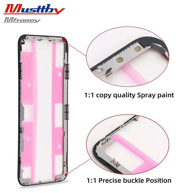 Musttby 5pc OEM NO IC Touch Screen Digitizer Sensor Front Glass Lens + OCA + Frame per iPhone 11 XS 12 13 pro Dispaly Panel Repair