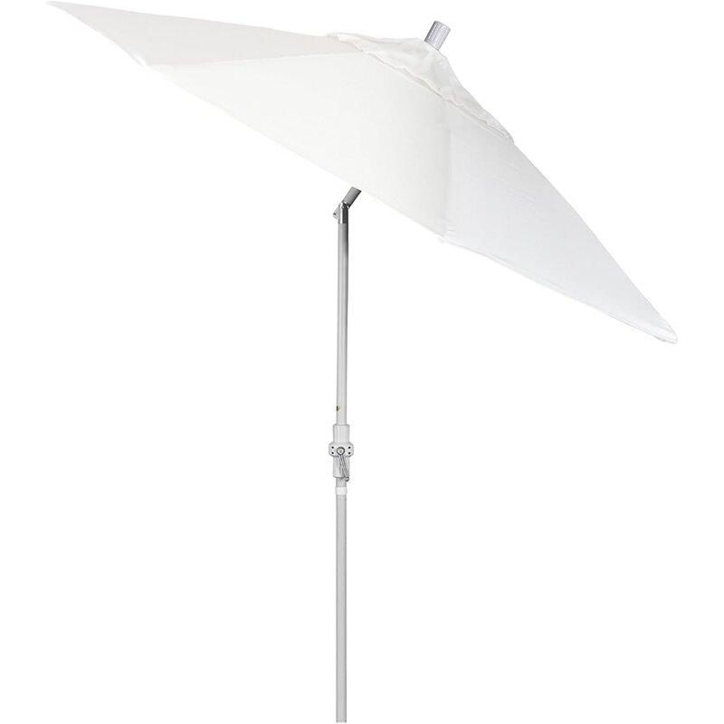 Alzata a manovella portaombrelli 9 'ombrellone da mercato rotondo in alluminio Set parasole colletto a palo bianco Tilt White Olefin Freight Free Tarp