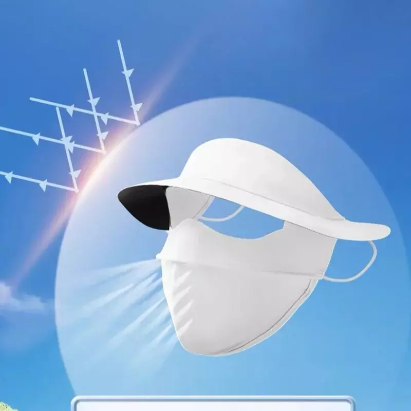 Mascarilla de protección solar de seda helada, máscara de protección solar de cara completa, fina, transpirable, para exteriores, Verano