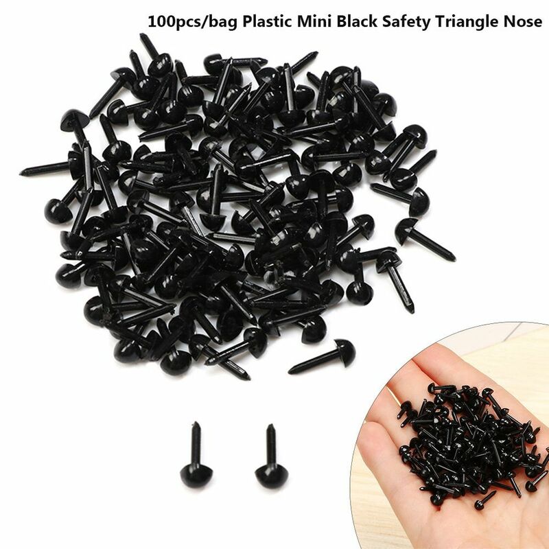 100 Stks/zak Accessoires Zwart Plastic Gevulde Poppenogen Pluche Pop Ogen Veiligheid Driehoek Neuzen 4.5X5.5Mm