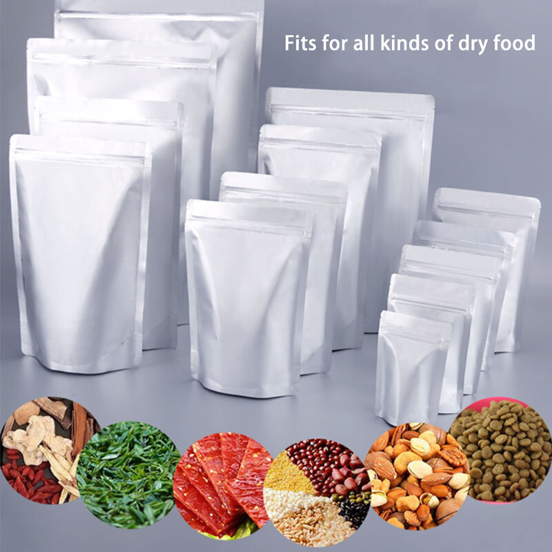 50 sztuk torby Mylar wielokrotnego użytku uszczelnienie Sealable torby Ziplock lekka odporność na wilgoć przechowywanie żywności zamykana torba do pakowania