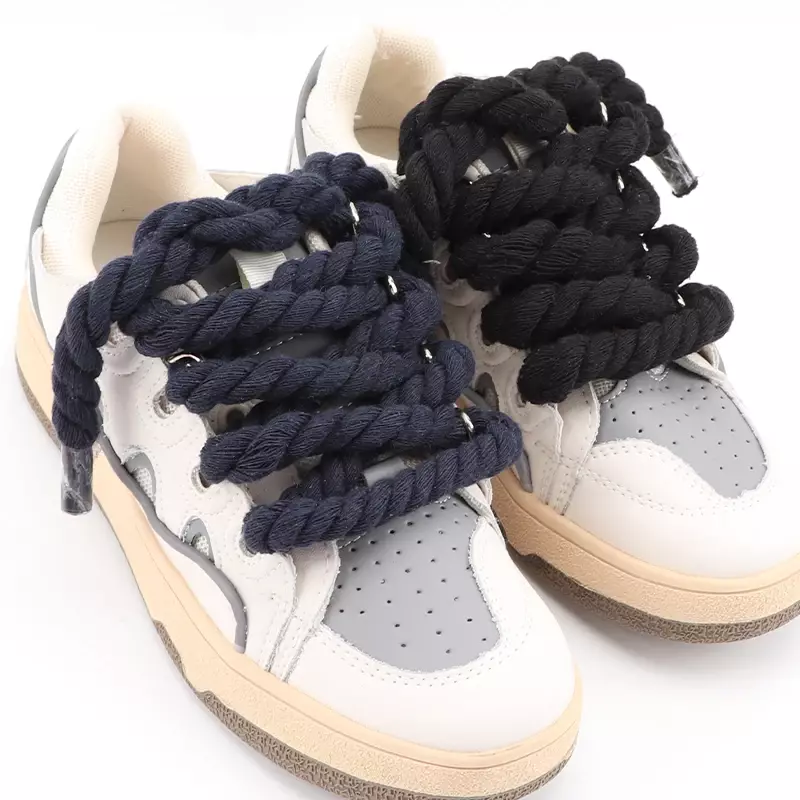 Lacci rotondi di qualità colorati lacci per scarpe in cotone più spessi da 1CM per scarpe da ginnastica accessori per scarpe da uomo e da donna di moda