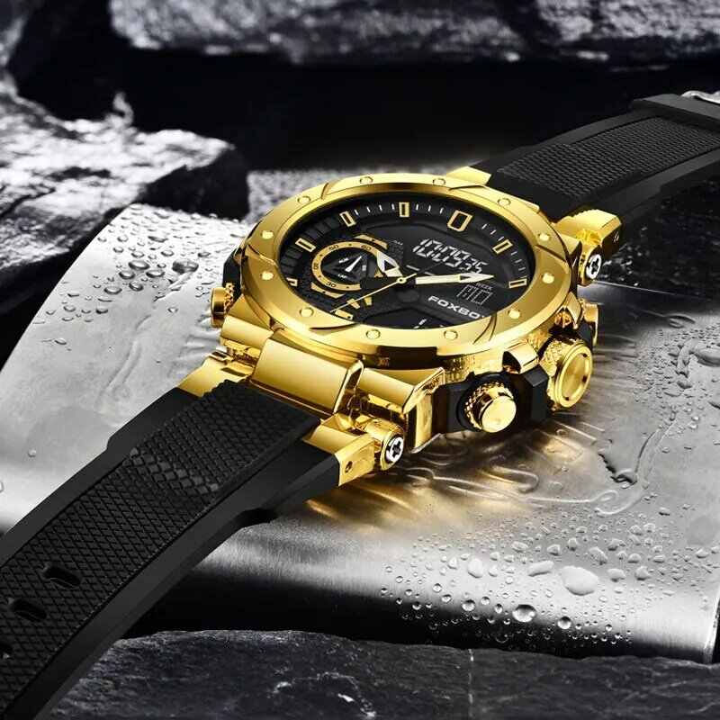 Часы наручные LIGE Мужские кварцевые в стиле милитари, модные спортивные аналоговые цифровые водонепроницаемые, с большим циферблатом
