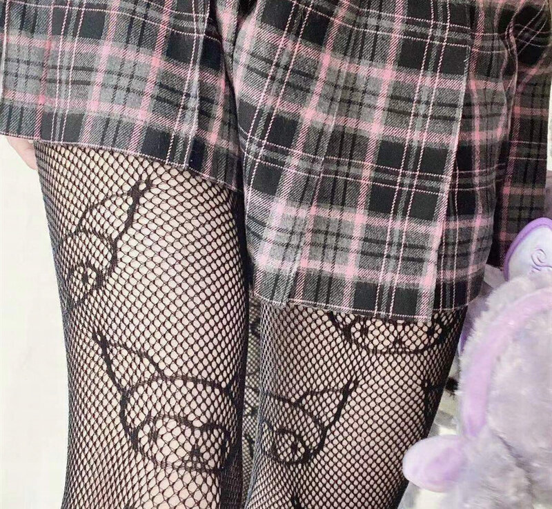 Sanrio Kuromi Cartoon Fishing Net Stockings In Europe and America Sexy Silk Stockings Sweet and Cute Student Silk Stockings