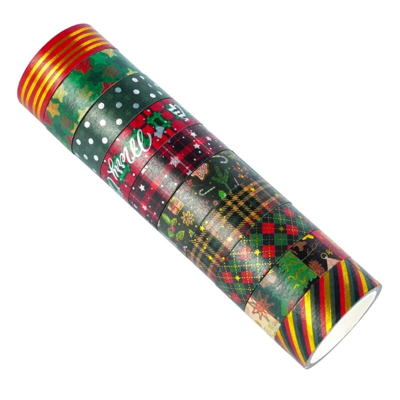 Cinta papel decorativa, cinta adhesiva artesanal, pegatinas decorativas cuenta mano Navidad para álbum recortes,