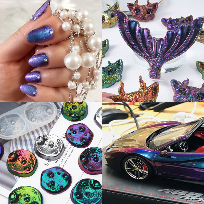 Pigmentos camaleónicos para pintura acrílica, pintura en polvo para coche, decoración automotriz, arte, artesanía, suministros de pintura de uñas, 10g