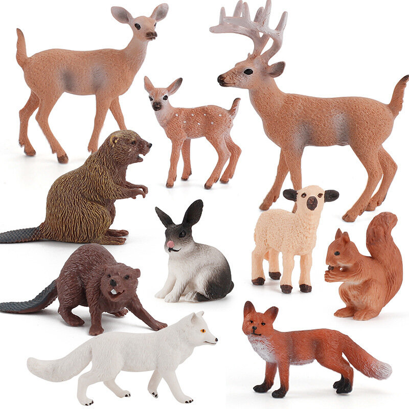Моделирование лесных животных серия Бобр/белка/кролик/маленькая лисица модель украшение для торта настольное украшение Милая миниатюра для ребенка