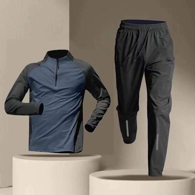 2024 Four Seasons Half Zipper Training Suit Set with Long Sleeves and Long Pants, Two Piece Set for Professional Sports, Running