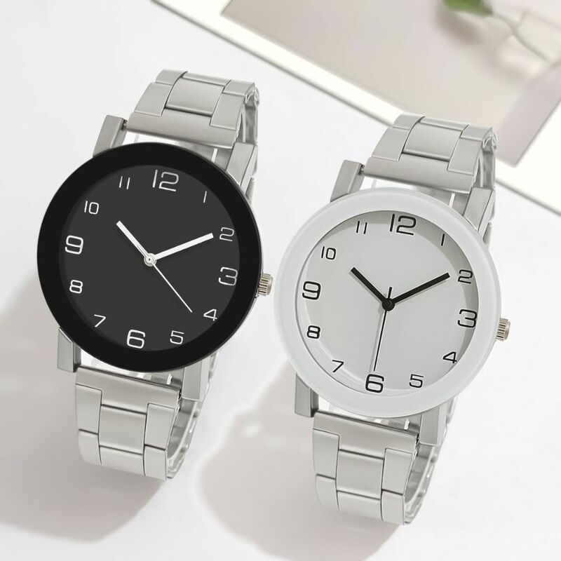 Casual Quartz Watch Fashion Lovers Simple Wristwatches Steel Band Numerals Watch Men